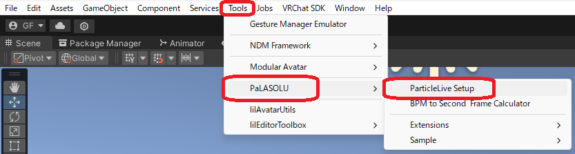 ParticleLive Setupを開く